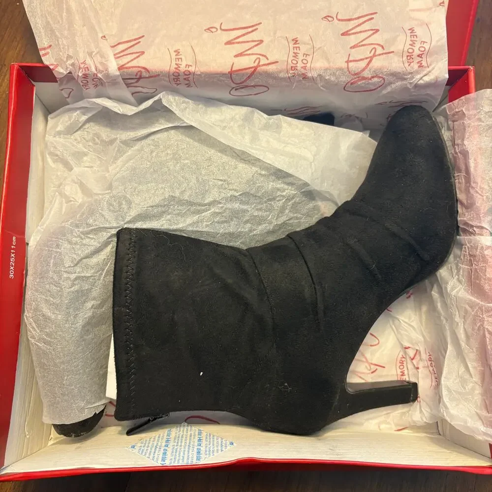Impo Tamary Heel Boots 6 NWT Black Vegan Suede Ankle Booties Glam Capsule